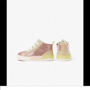 ZARA Baby Girl High Glitter Sneakers Sz 21/US5 1/2